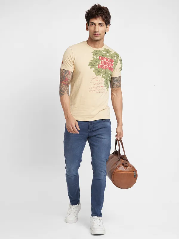 Being Human Men  T-Shirts-Beige