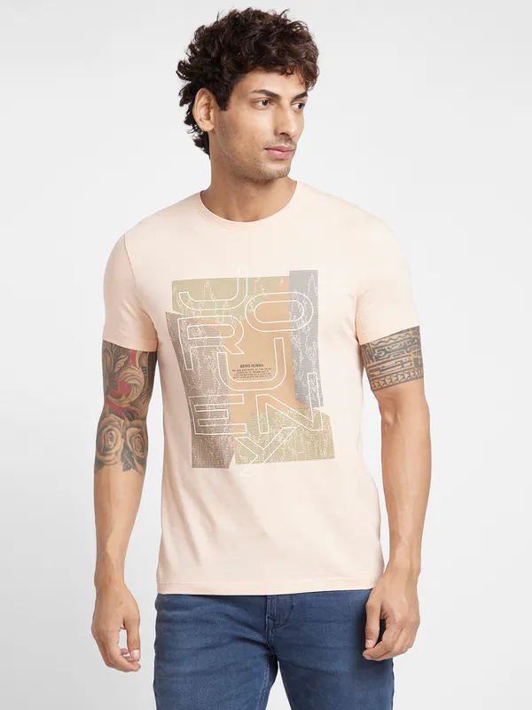 Being Human Men  T-Shirts-Apricot