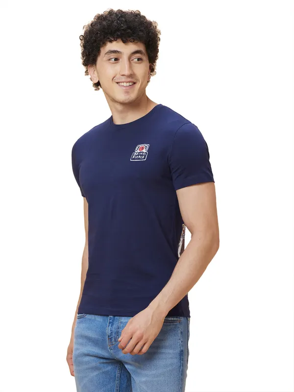 Being Human Mens Crew Neck T-Shirts-Navy