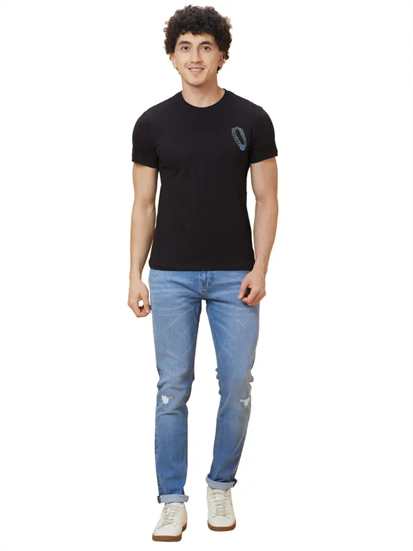 Being Human Mens Crew Neck T-Shirts-Black