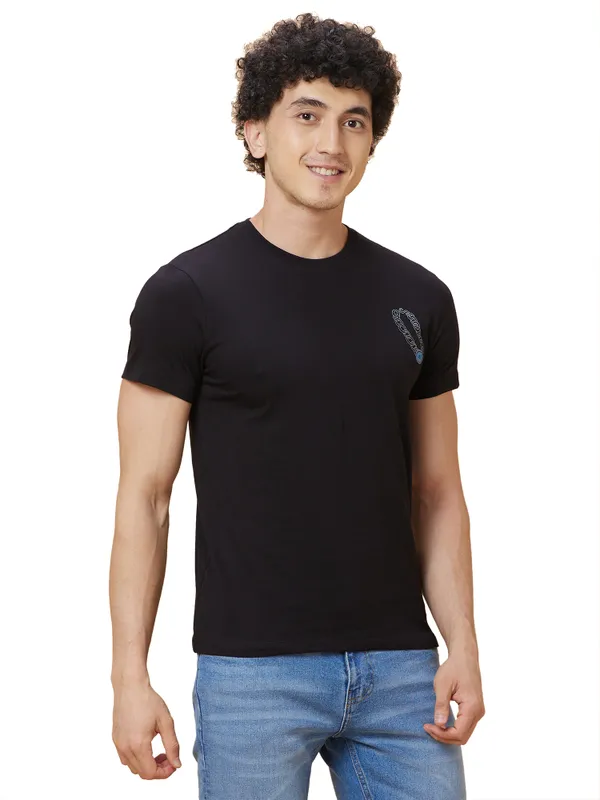 Being Human Mens Crew Neck T-Shirts-Black