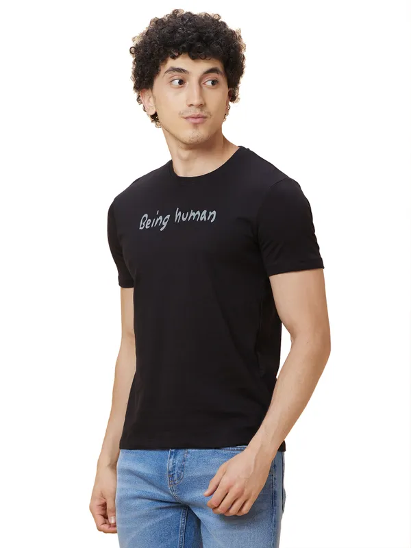 Being Human Mens Crew Neck T-Shirts-Black