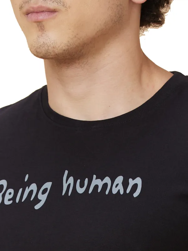 Being Human Mens Crew Neck T-Shirts-Black