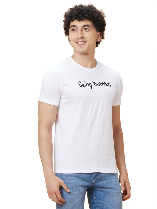 Being Human Mens Crew Neck T-Shirts-White