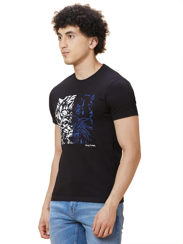 Being Human Mens Crew Neck T-Shirts-Black