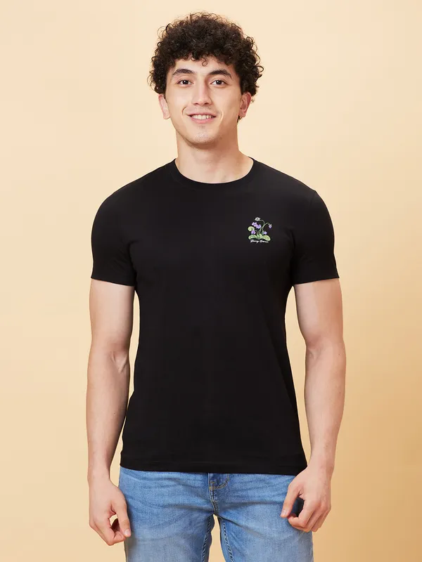 Being Human Men Slim Fit T-Shirts-Black