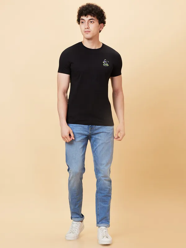 Being Human Men Slim Fit T-Shirts-Black