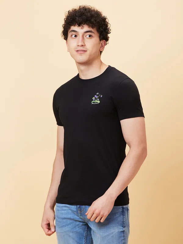 Being Human Men Slim Fit T-Shirts-Black