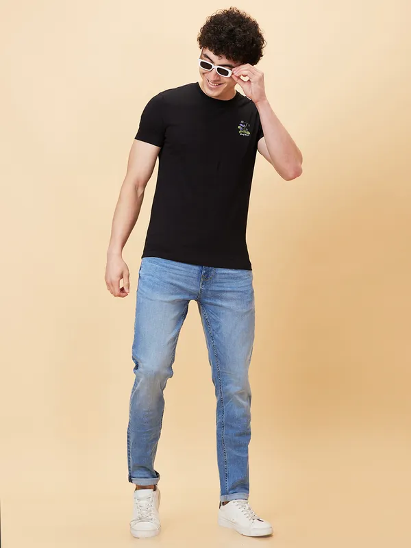 Being Human Men Slim Fit T-Shirts-Black