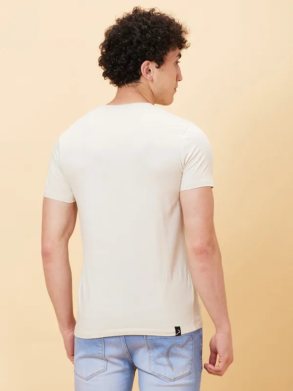 Being Human Men Slim Fit T-Shirts-Chalk