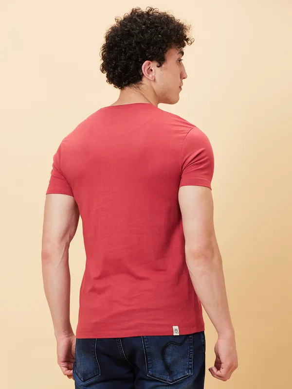 Being Human Clothing Men Slim Fit T-Shirts-Mineral Red