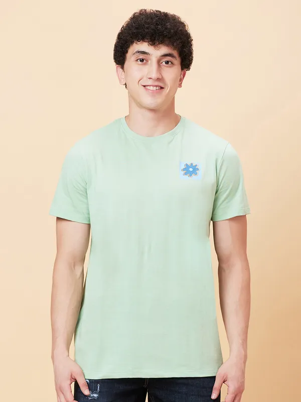 Being Human Men Semi Fit T-Shirts-Green Foam