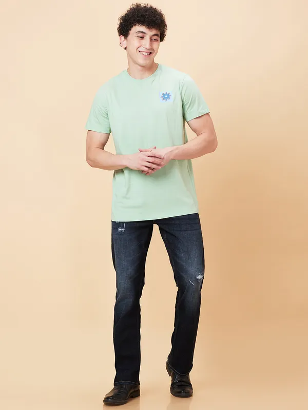 Being Human Men Semi Fit T-Shirts-Green Foam