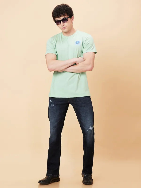 Being Human Men Semi Fit T-Shirts-Green Foam