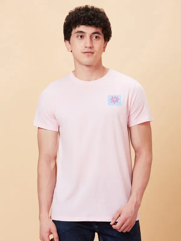 Being Human Men Semi Fit T-Shirts-Powder Pink
