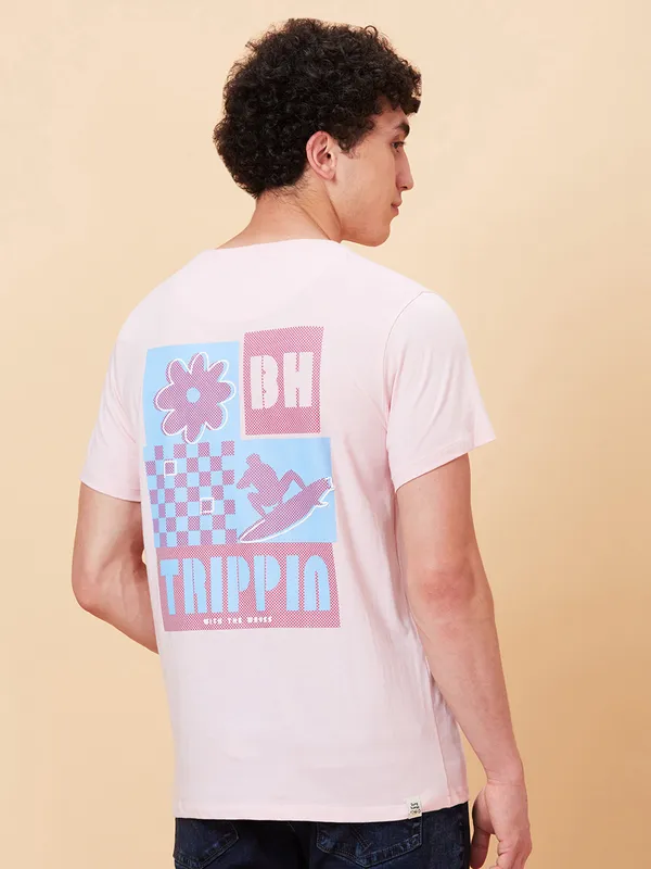 Being Human Men Semi Fit T-Shirts-Powder Pink