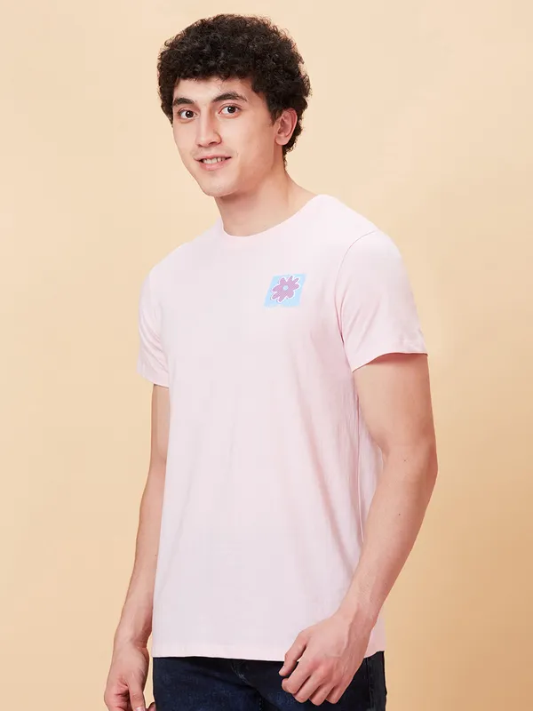 Being Human Men Semi Fit T-Shirts-Powder Pink