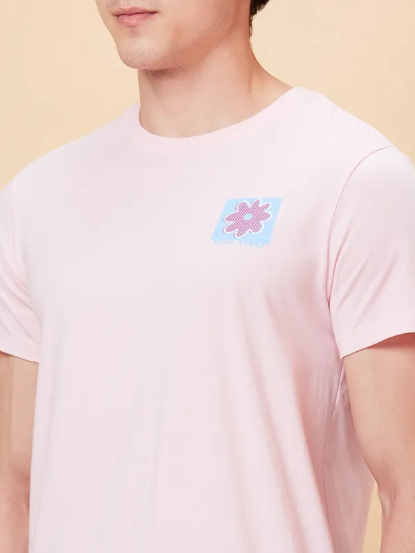 Being Human Men Semi Fit T-Shirts-Powder Pink