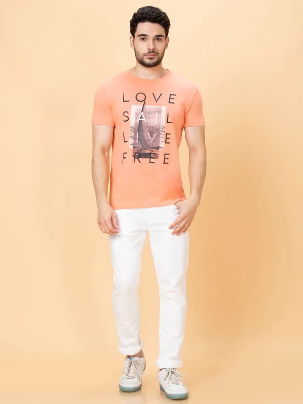 Being Human Clothing Men Slim Fit T-Shirts-Coral