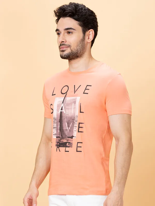 Being Human Clothing Men Slim Fit T-Shirts-Coral