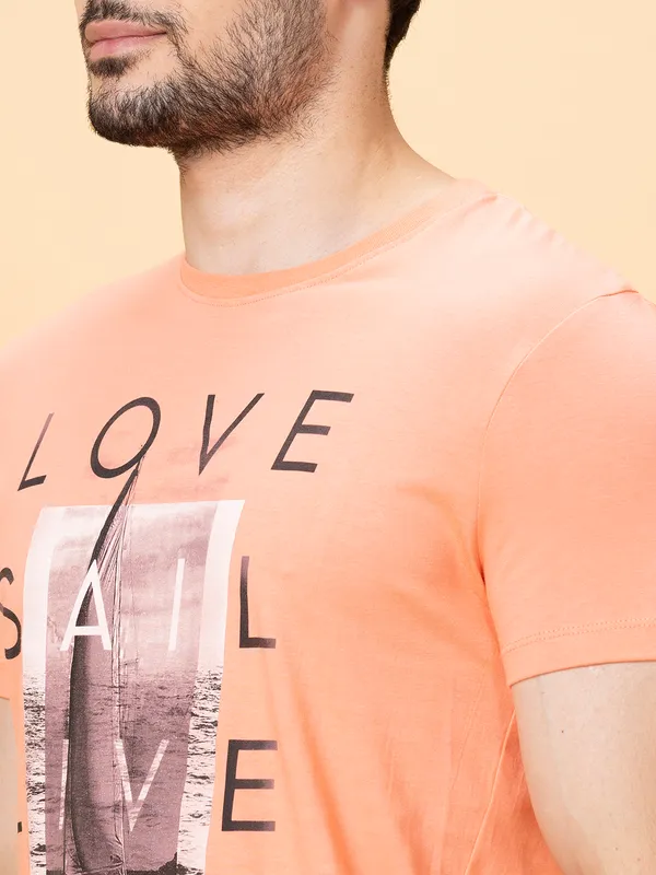 Being Human Clothing Men Slim Fit T-Shirts-Coral