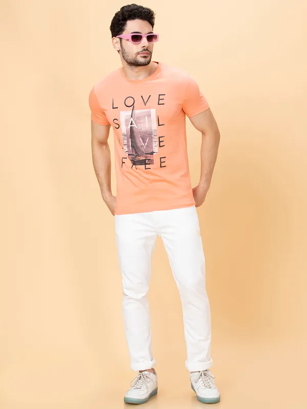 Being Human Clothing Men Slim Fit T-Shirts-Coral