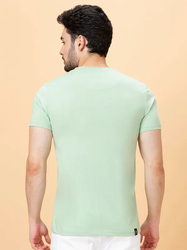 Being Human Clothing Men Slim Fit T-Shirts-Green Foam