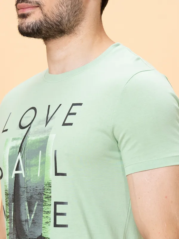 Being Human Clothing Men Slim Fit T-Shirts-Green Foam