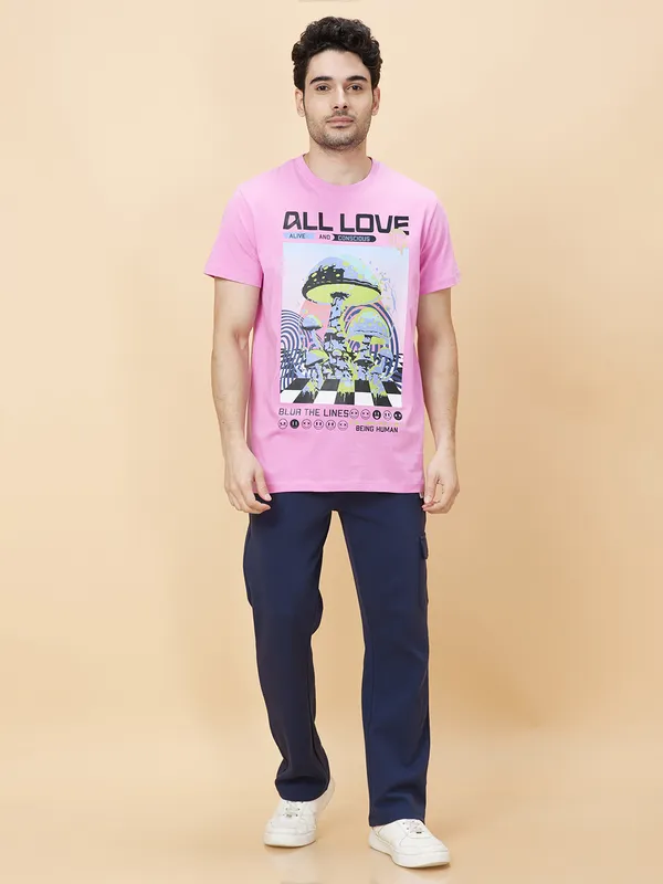 Being Human Men None T-Shirts-Bebe Pink