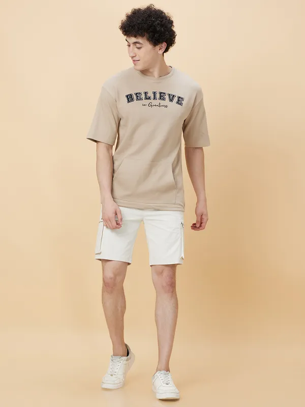 Being Human Men Over Size Fit Crew Neck-Fawn