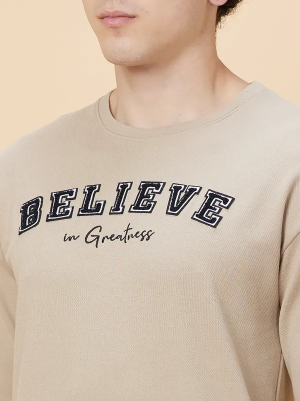 Being Human Men Over Size Fit Crew Neck-Fawn