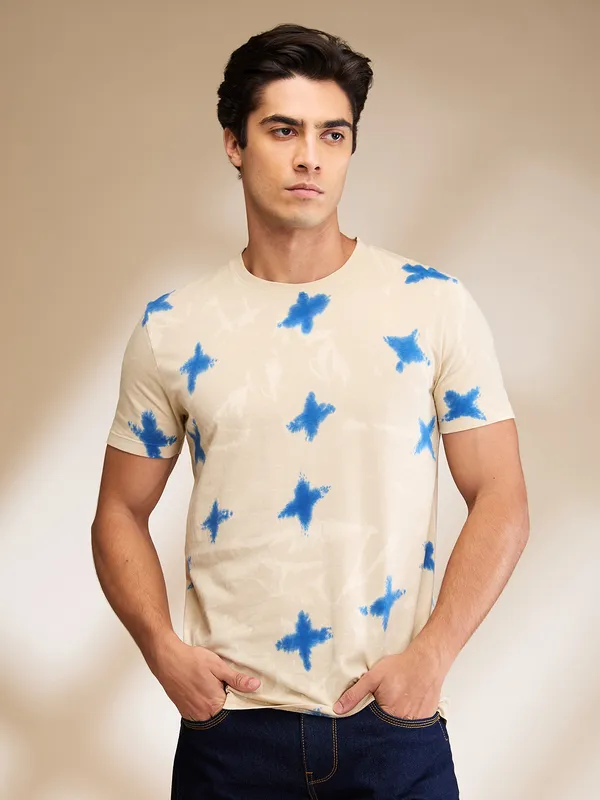 Being Human Clothing Mens-Top Crew Neck Oat Milk