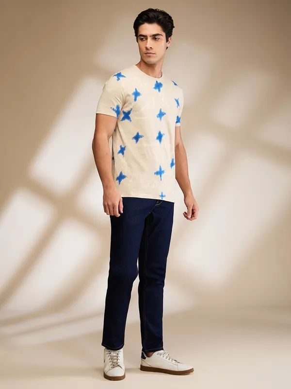 Being Human Clothing Mens-Top Crew Neck Oat Milk
