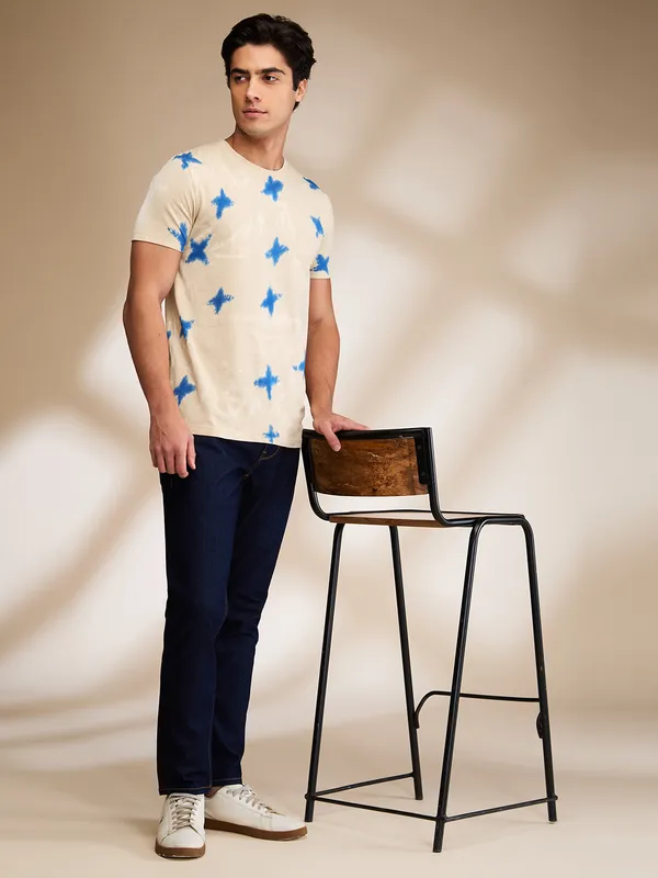 Being Human Clothing Mens-Top Crew Neck Oat Milk