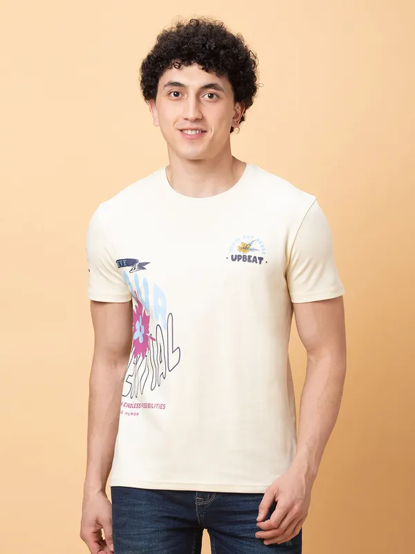 Being Human Mens-Top Crew Neck Chalk