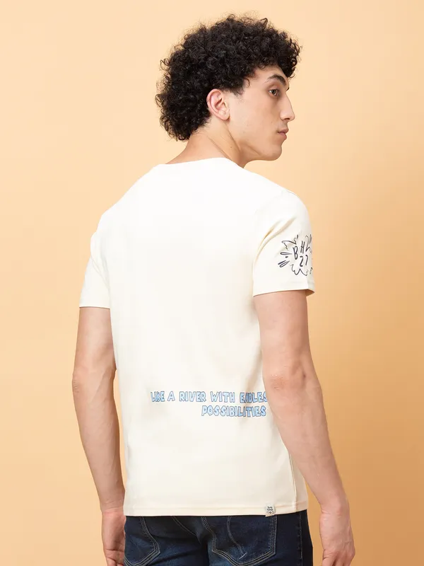 Being Human Mens-Top Crew Neck Chalk