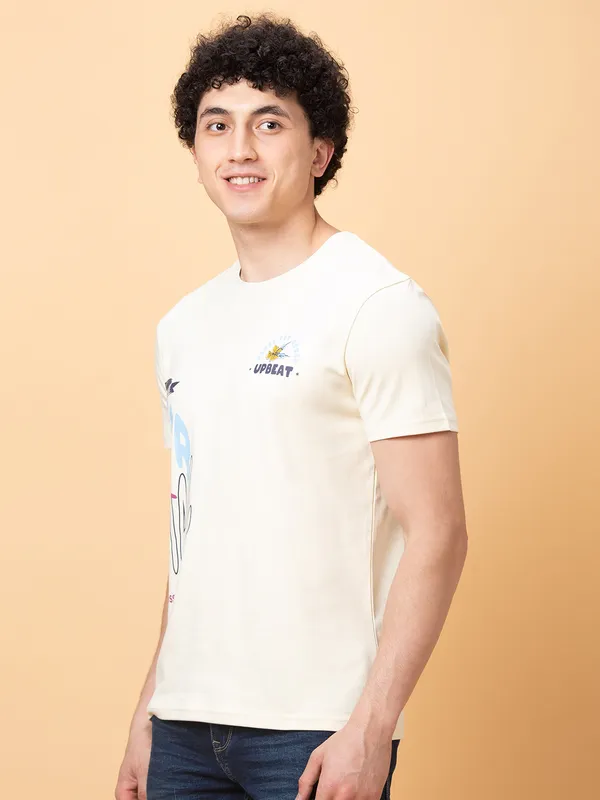 Being Human Mens-Top Crew Neck Chalk