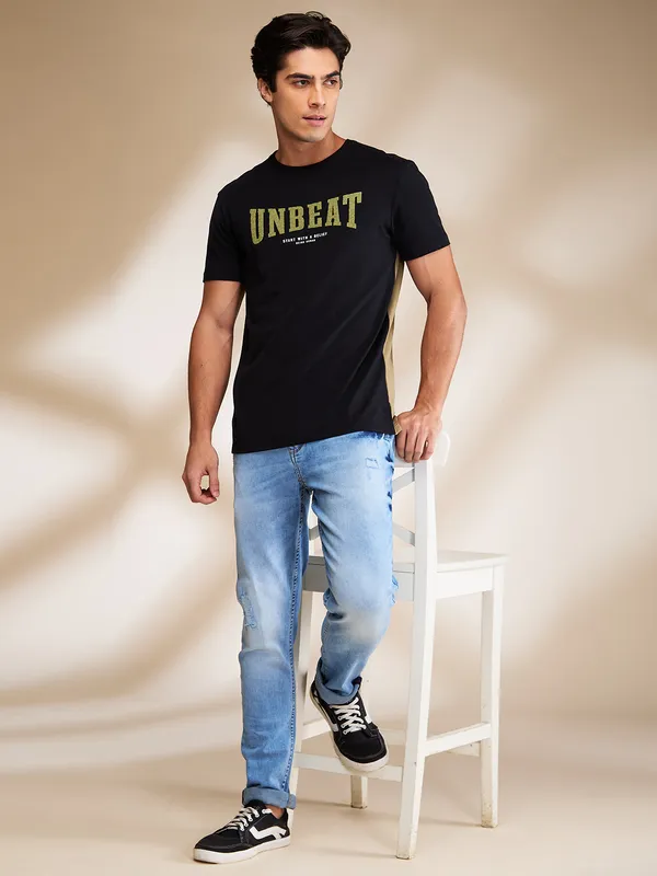 Being Human Mens-Top Crew Neck Black