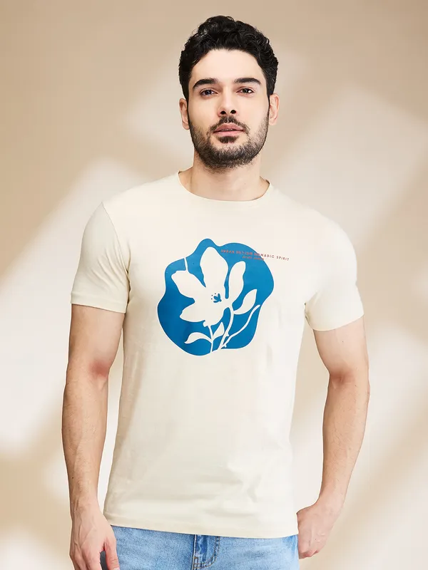 Being Human Clothing Mens-Top Crew Neck Chalk