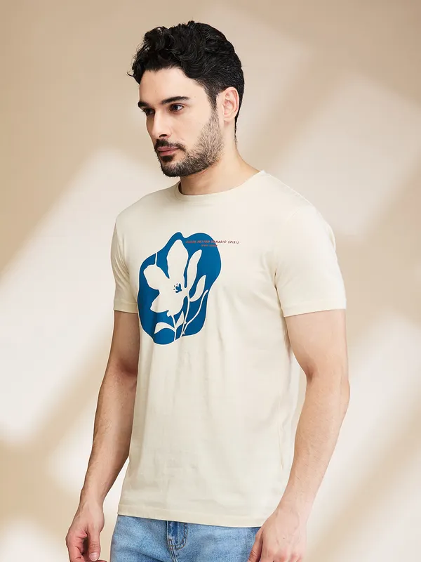 Being Human Clothing Mens-Top Crew Neck Chalk