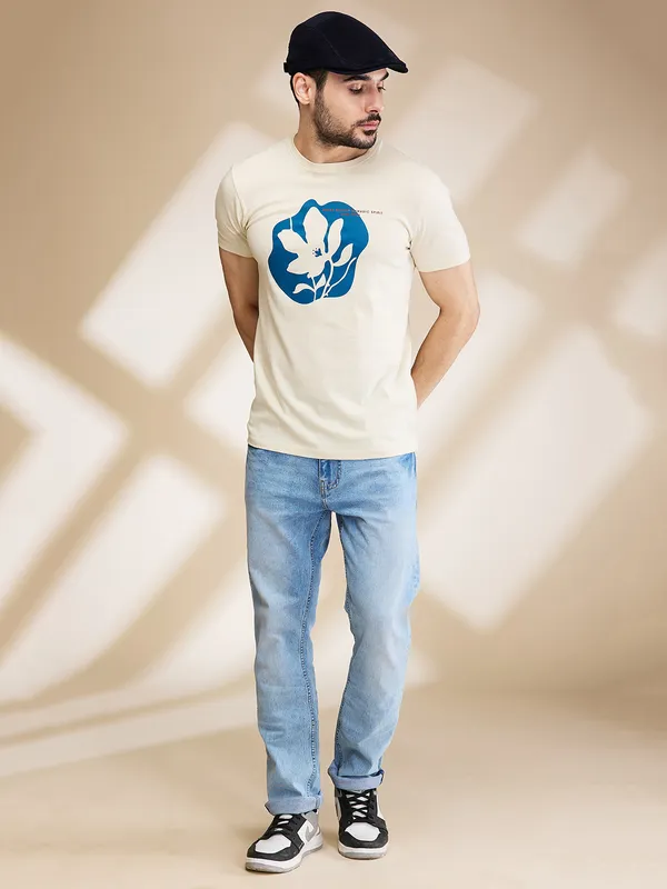 Being Human Clothing Mens-Top Crew Neck Chalk