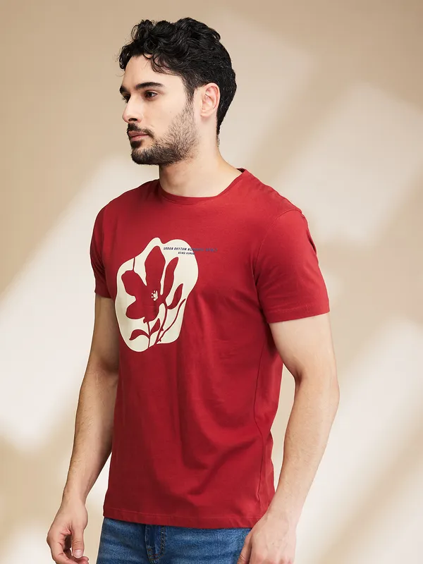 Being Human Mens-Top Crew Neck Rust