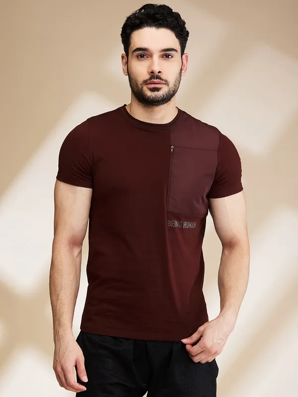 Being Human Clothing Mens-Top Crew Neck Brown