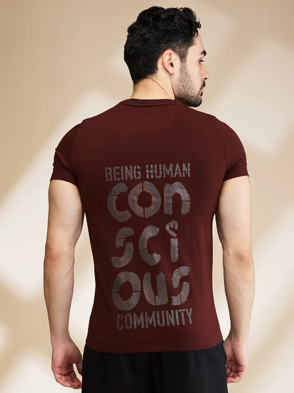Being Human Clothing Mens-Top Crew Neck Brown