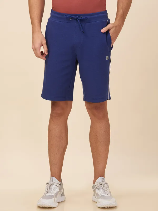 Being Human Clothing Men Blue Textured Shorts