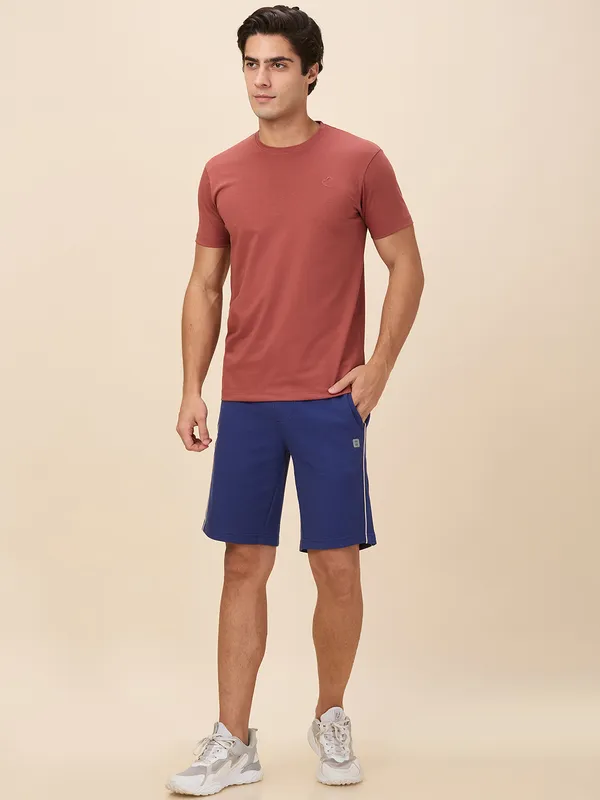 Being Human Clothing Men Blue Textured Shorts