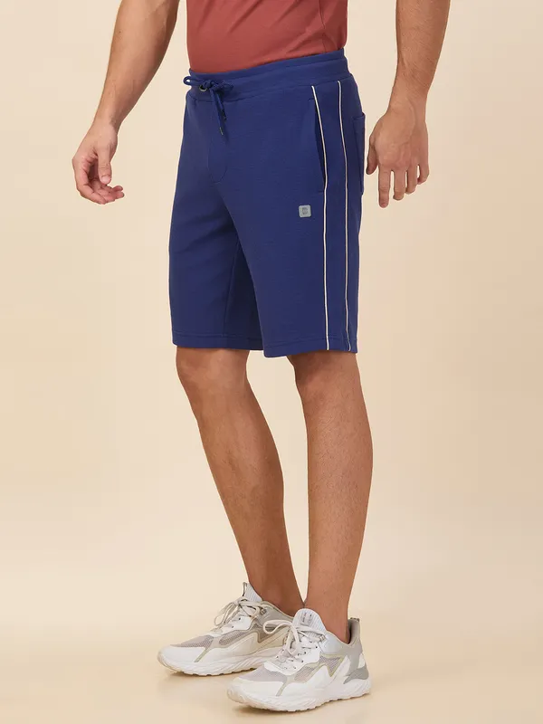 Being Human Clothing Men Blue Textured Shorts