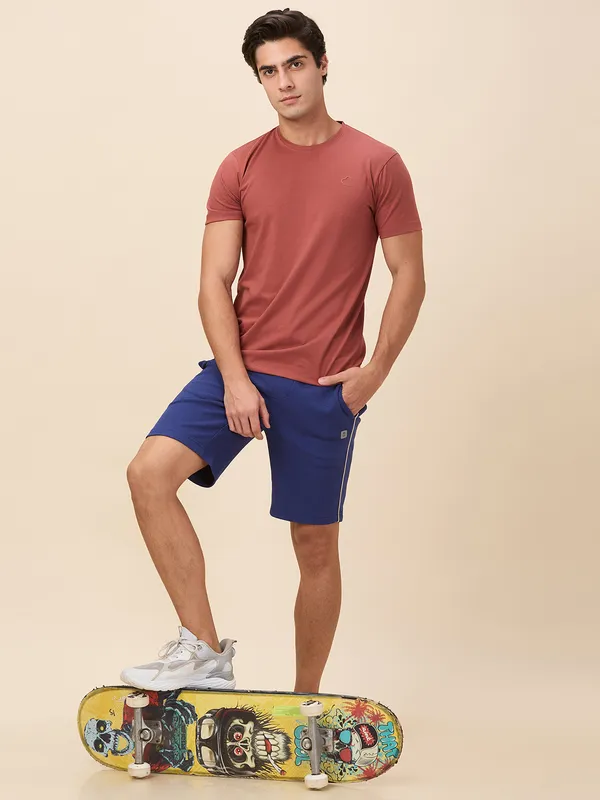 Being Human Clothing Men Blue Textured Shorts