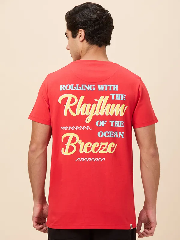Being Human Clothing Men Red Graphic Crew Neck T-Shirt