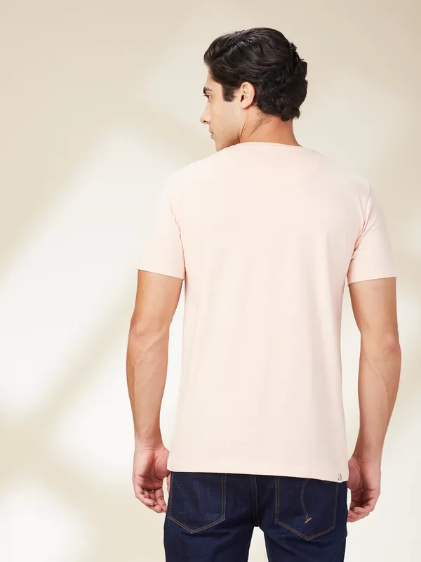 Being Human Clothing Men Beige Graphic Round Neck T-Shirt